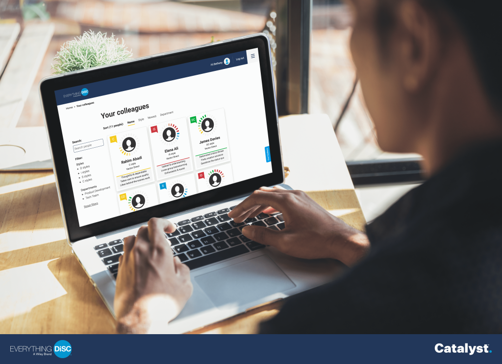 “Catalyst platform dashboard showing colleague comparison function”