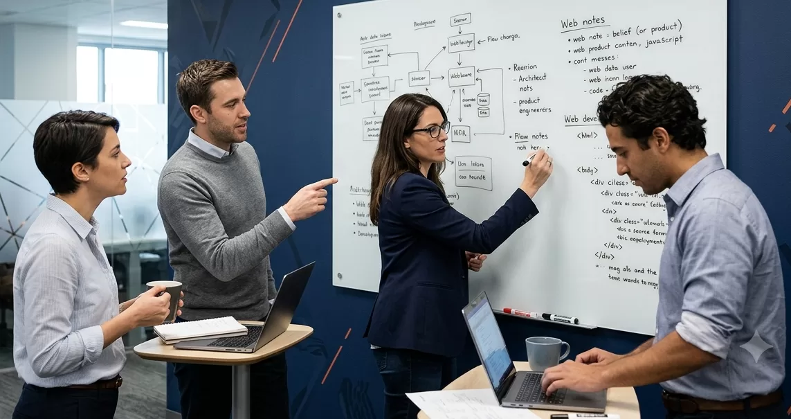 Inspired Engagement executive leadership team collaborating on behavioral trust models in a modern boardroom
